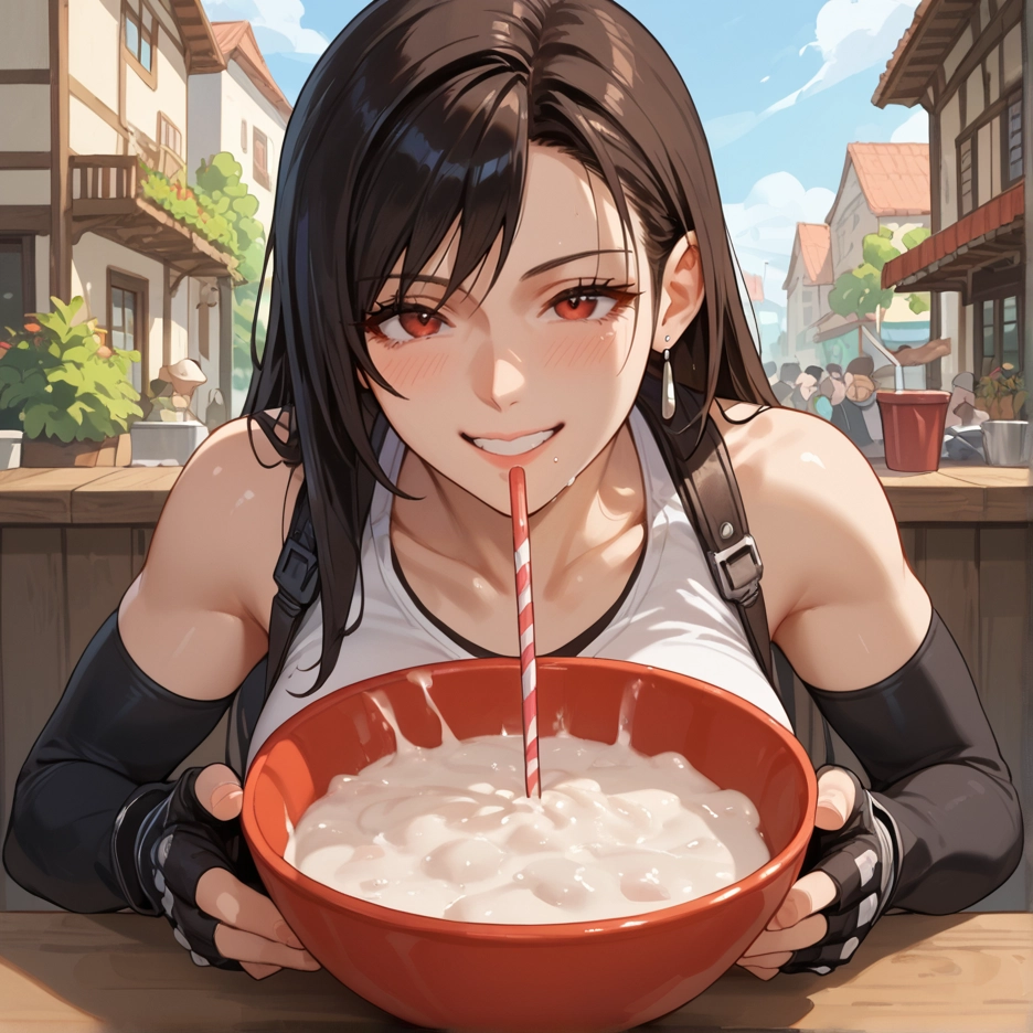 gloves, jewelry, smile, fingerless gloves, earrings, 1girl · Yamete.gg