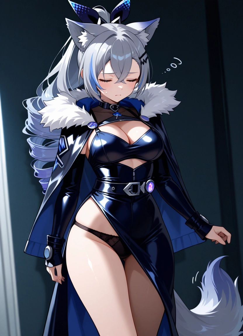 1girl, breasts, underwear, panties, black panties, closed eyes · Yamete.gg