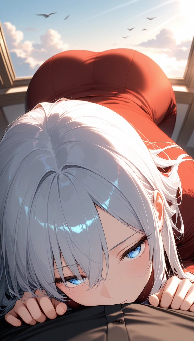 1girl, blue eyes, looking at viewer, bird, silver hair, blush · Yamete.gg