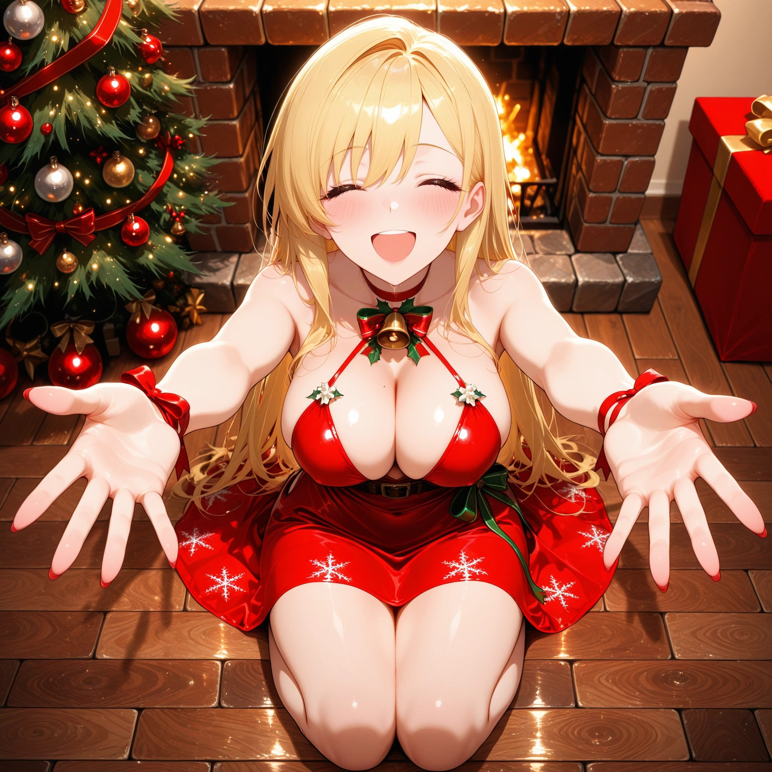 breasts, 1girl, blonde hair, long hair, dress, closed eyes · Yamete.gg