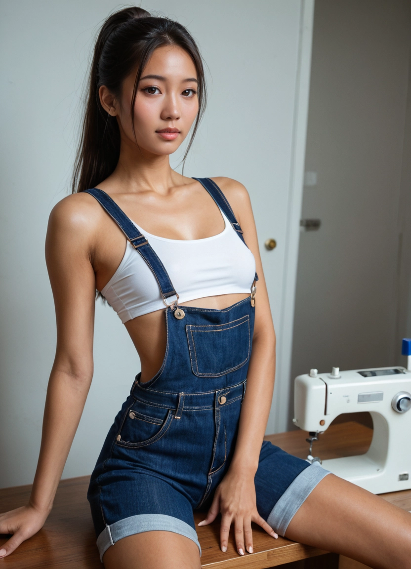 1girl, solo, overalls, ponytail, 3d, breasts · Yamete.gg