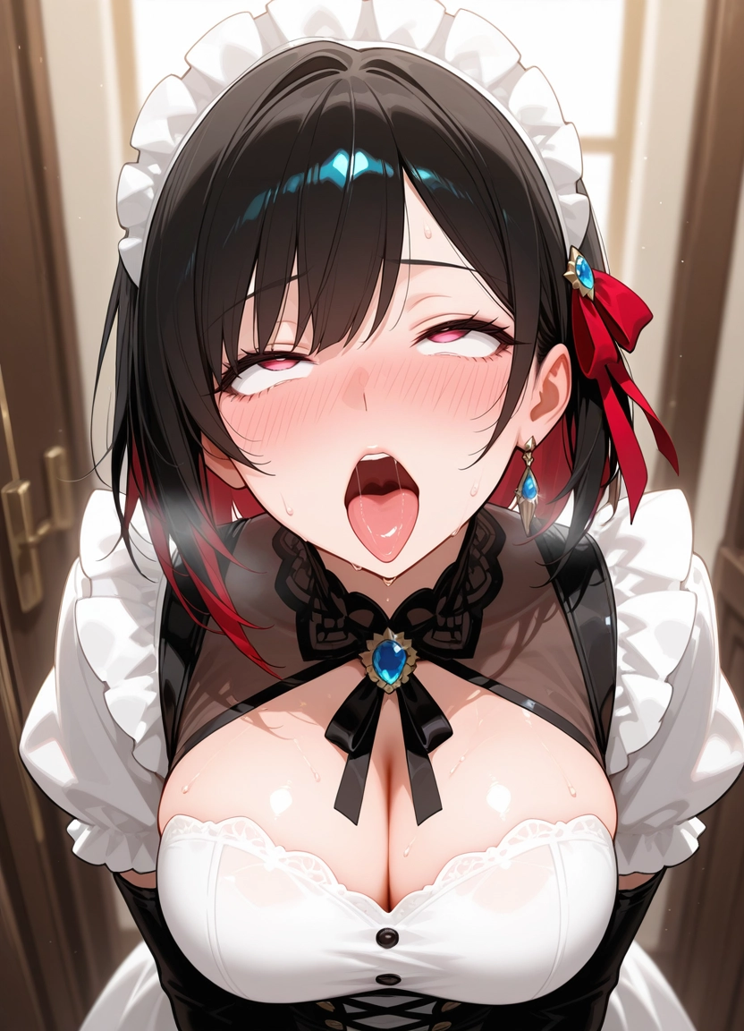 1girl, breasts, solo, ahegao, jewelry, cleavage · Yamete.gg