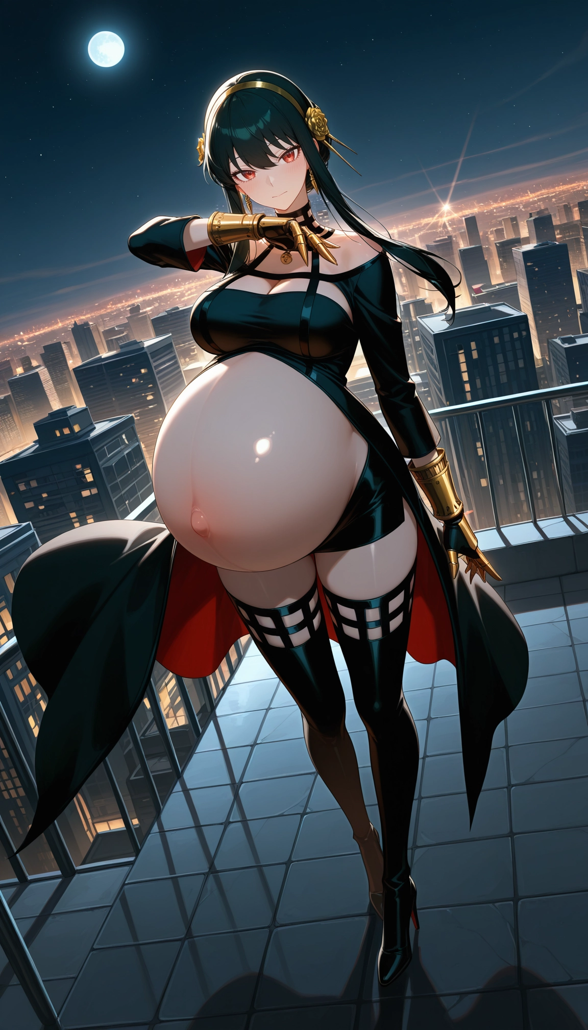 1girl, yor briar, breasts, solo, black hair, red eyes · Yamete.gg