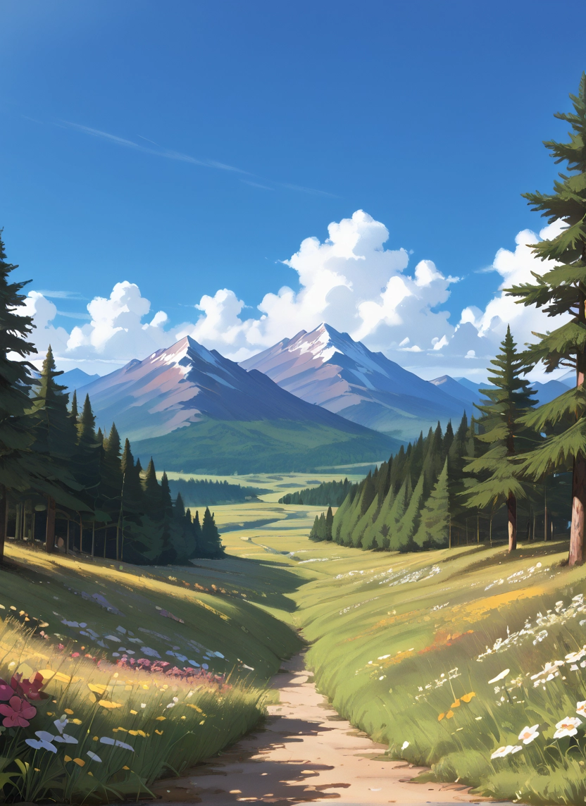 outdoors, scenery, cloud, sky, tree, flower · Yamete.gg