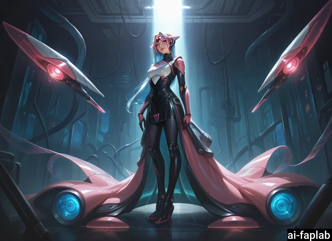1girl, solo, bodysuit, full body, science fiction, breasts
