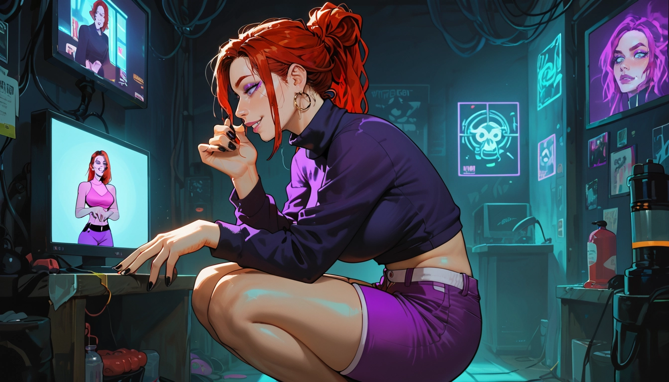 1girl, jewelry, earrings, breasts, purple eyes, solo · Yamete.gg