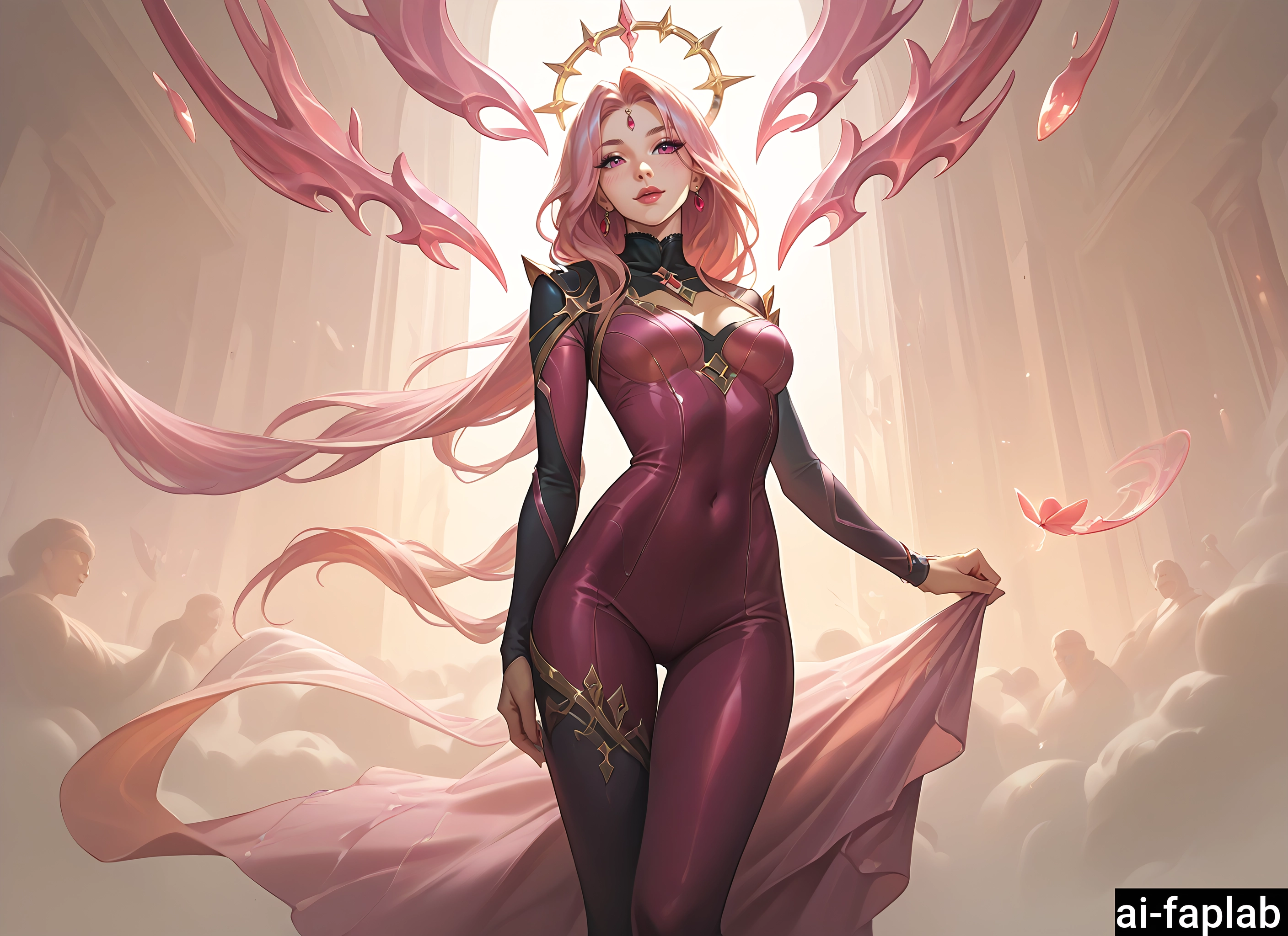 1girl, long hair, bodysuit, earrings, breasts, jewelry · Yamete.gg