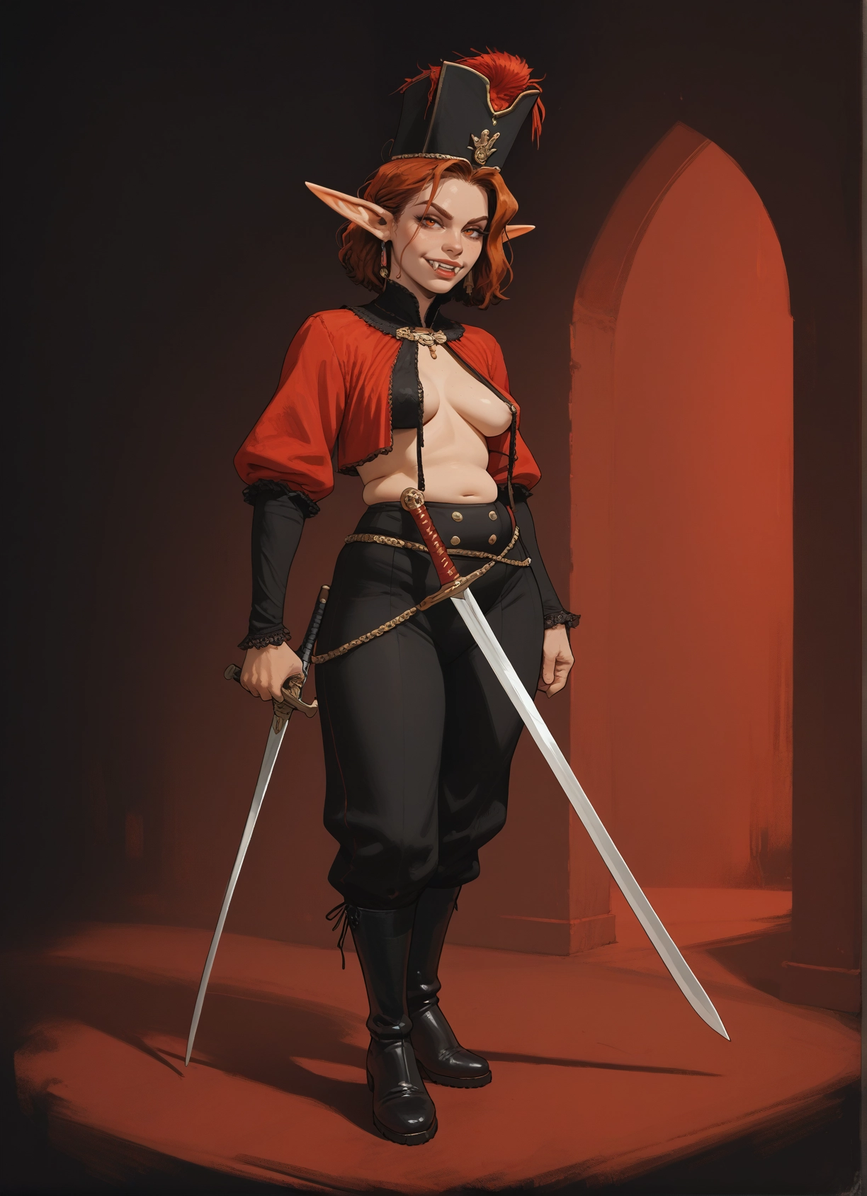 1girl, weapon, pointy ears, sword, solo, breasts · Yamete.gg