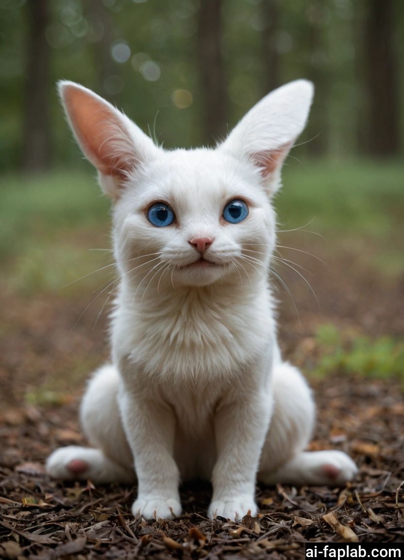 no humans, blue eyes, cat, animal focus, blurry, animal