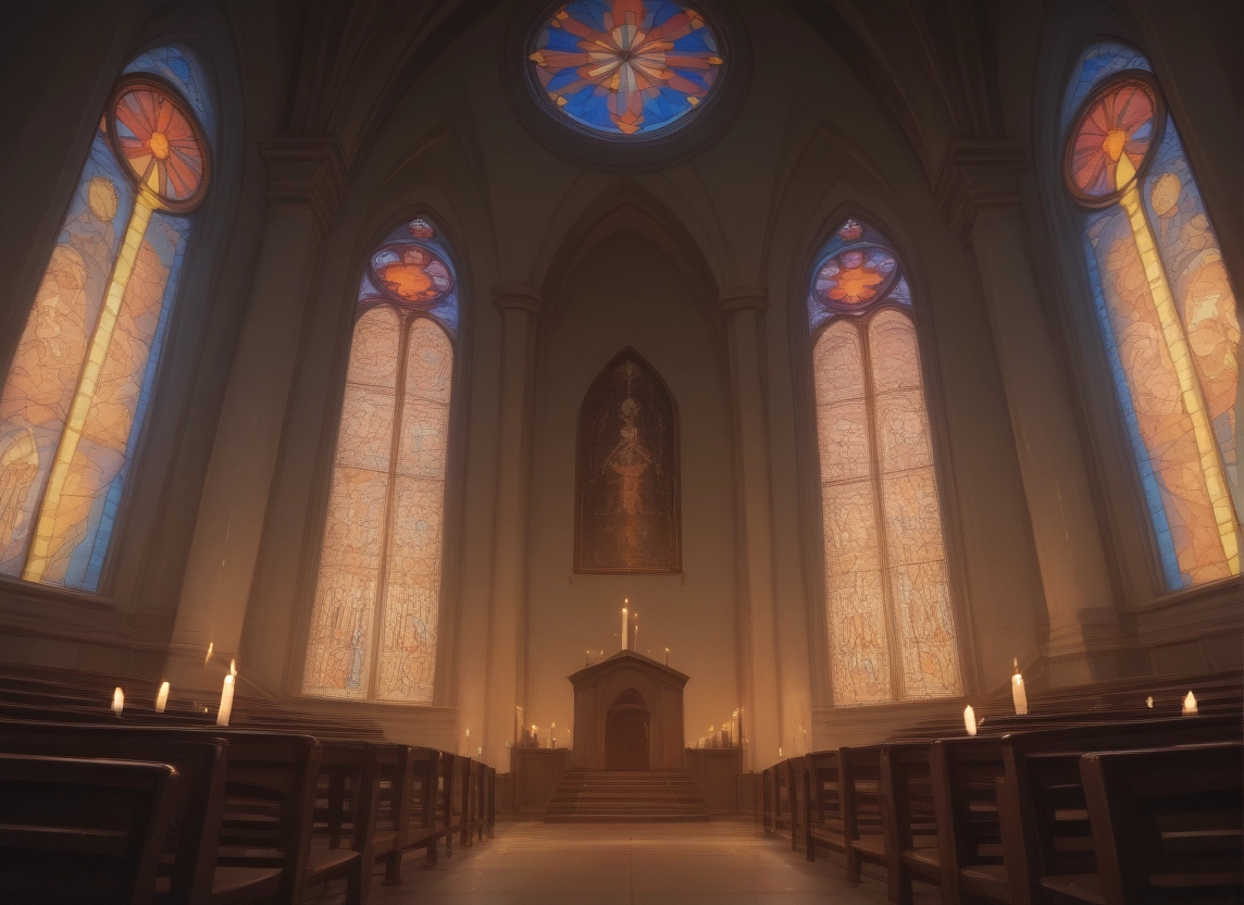 no humans, scenery, candle, indoors, church, stained glass