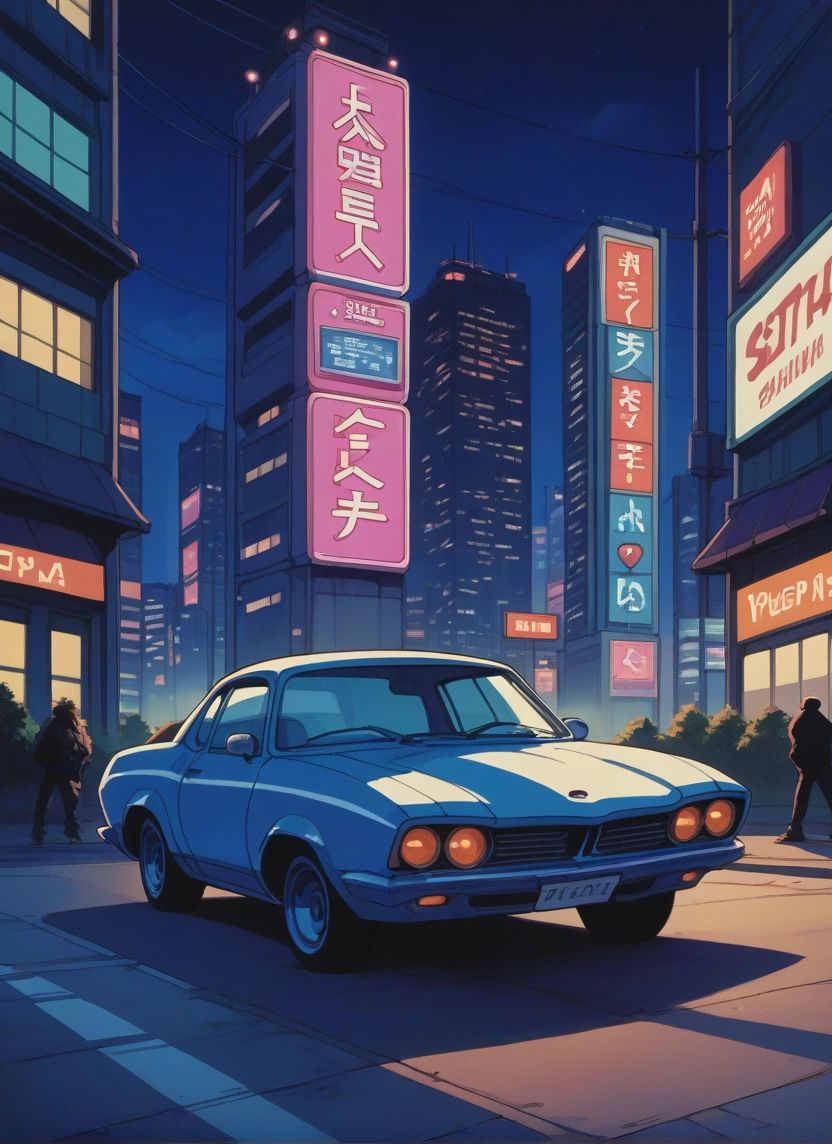 car, ground vehicle, motor vehicle, night, road, outdoors · Yamete.gg