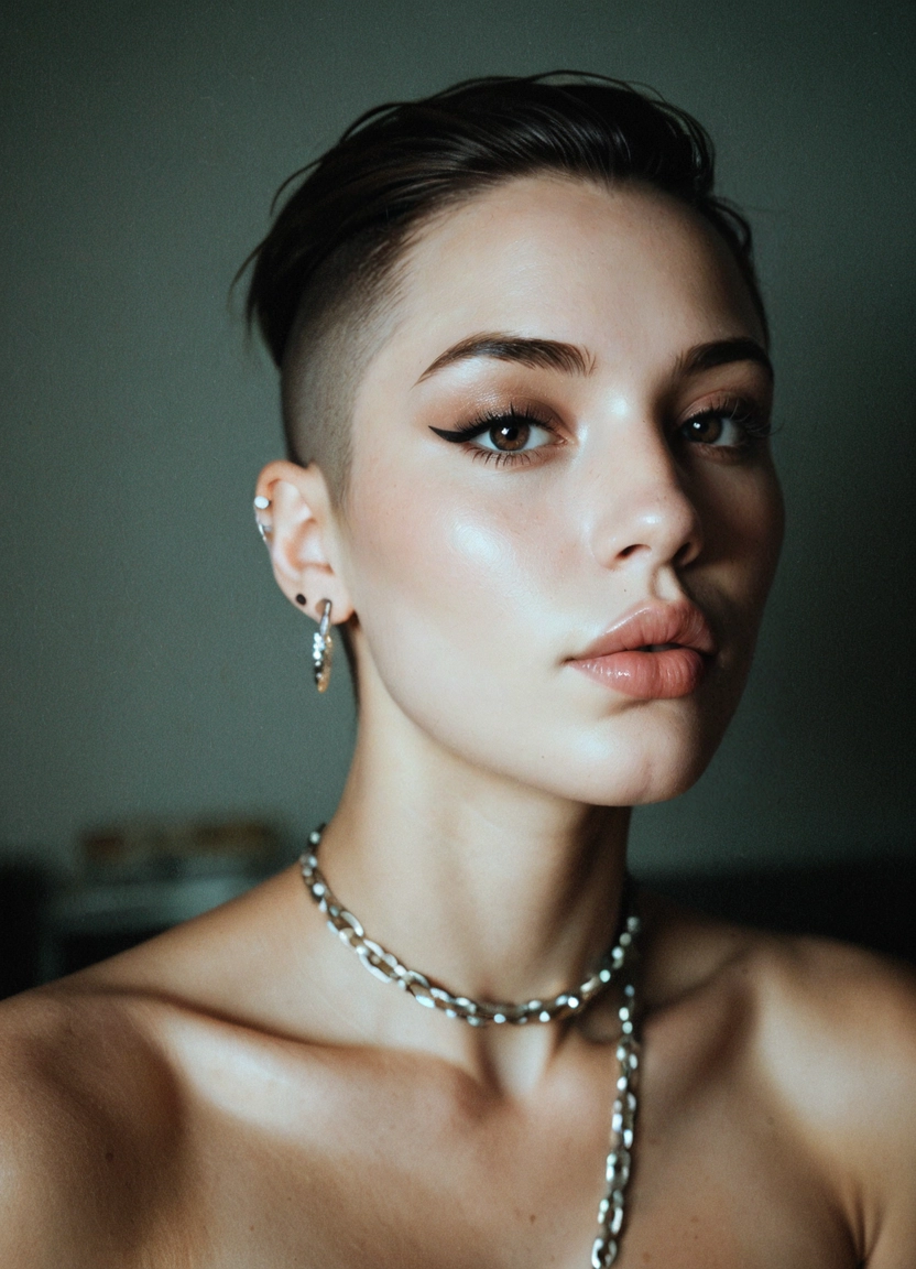 jewelry, necklace, solo, earrings, brown eyes, 1girl · Yamete.gg