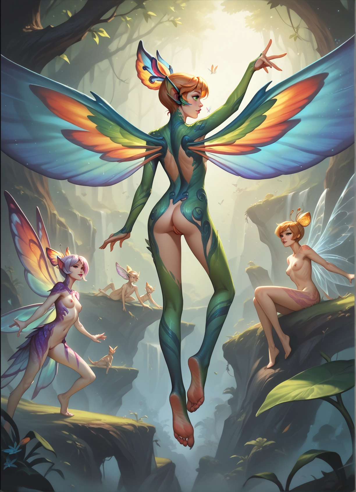 wings, multiple girls, ass, breasts, pussy, barefoot · Yamete.gg