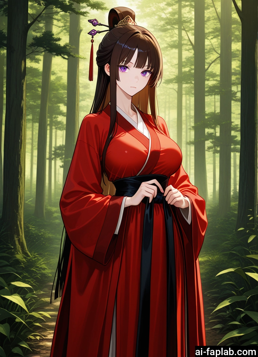 1girl, long hair, solo, purple eyes, hair ornament, breasts · Yamete.gg