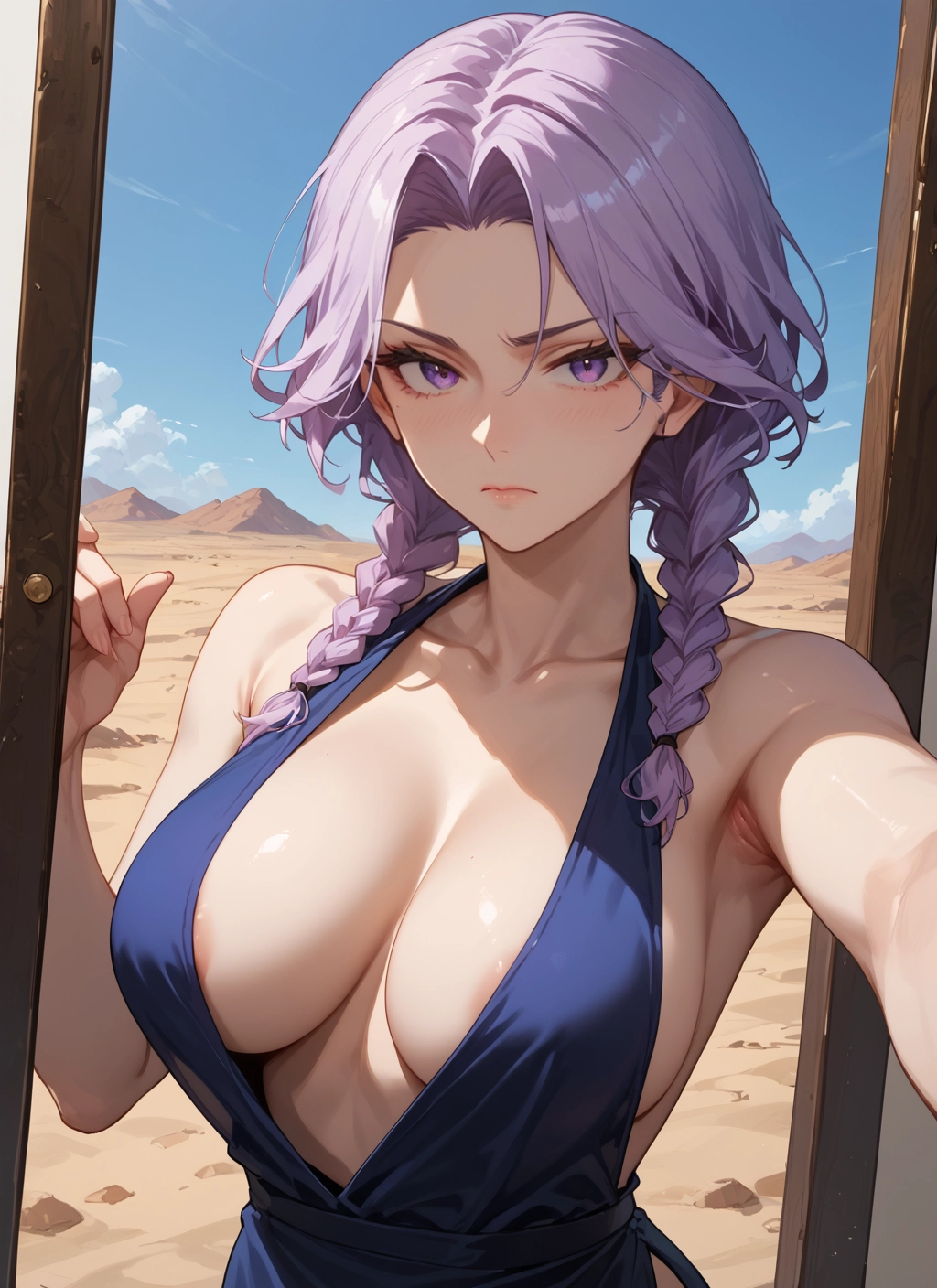 breasts, 1girl, braid, large breasts, solo, twin braids · Yamete.gg