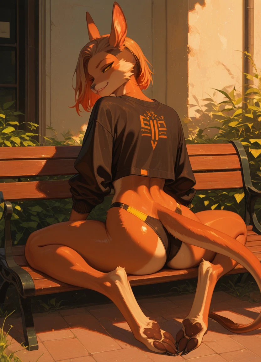 furry, 1girl, solo, furry female, ass, underwear