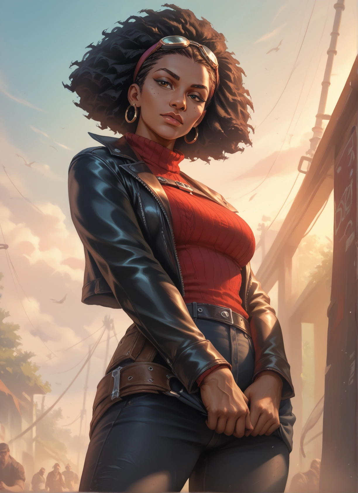 1girl, jewelry, earrings, pants, jacket, sweater · Yamete.gg