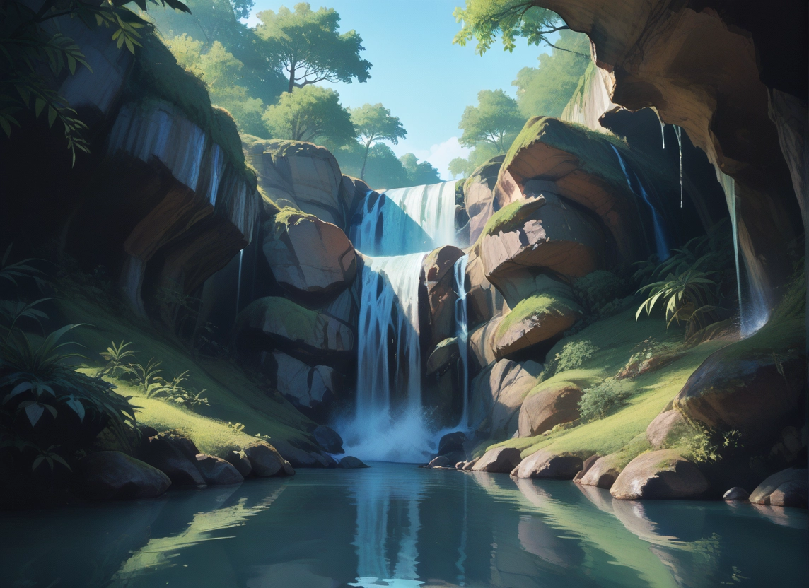 no humans, scenery, water, waterfall, tree, day