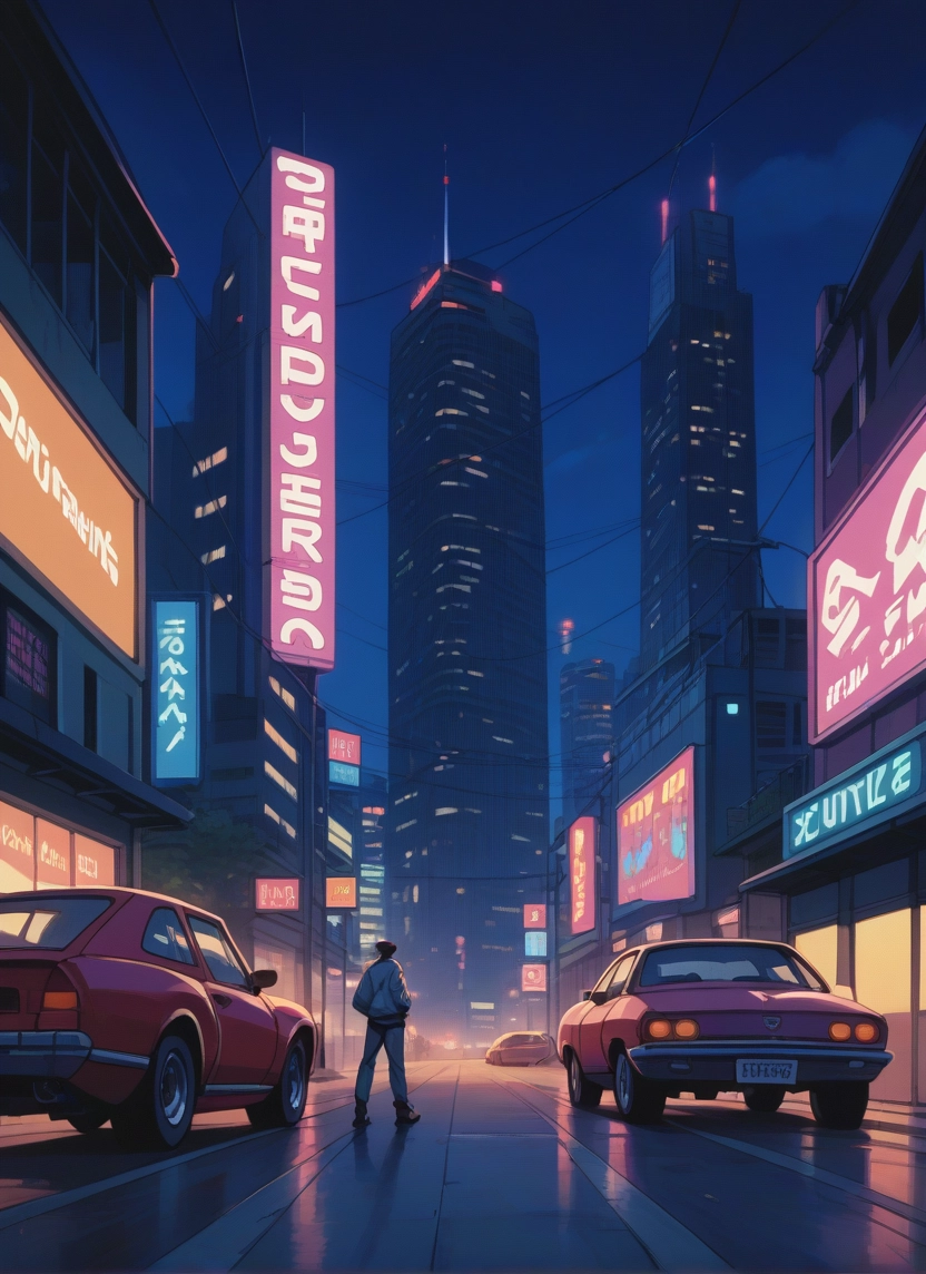 car, motor vehicle, ground vehicle, night, city, building · Yamete.gg