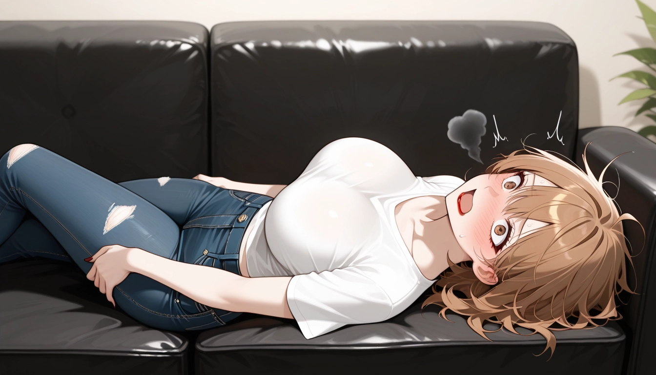 1girl, denim, jeans, shirt, pants, breasts · Yamete.gg