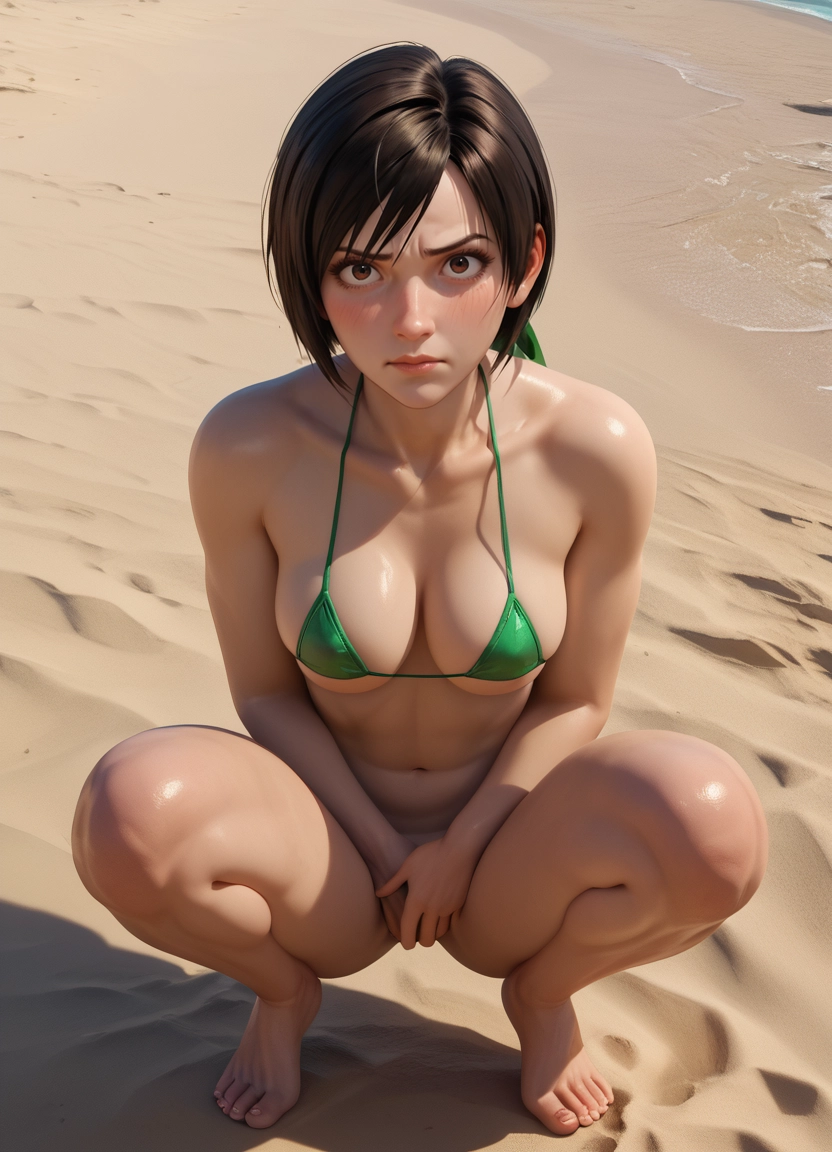 1girl, breasts, swimsuit, bikini, solo, covering crotch · Yamete.gg