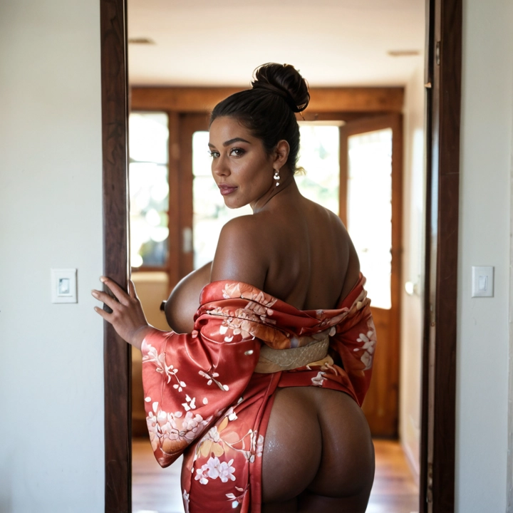 1girl, ass, breasts, japanese clothes, solo, kimono · Yamete.gg