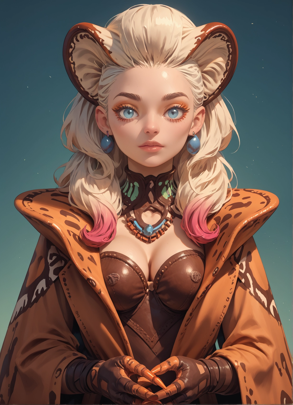 1girl, solo, breasts, jewelry, earrings, blue eyes · Yamete.gg