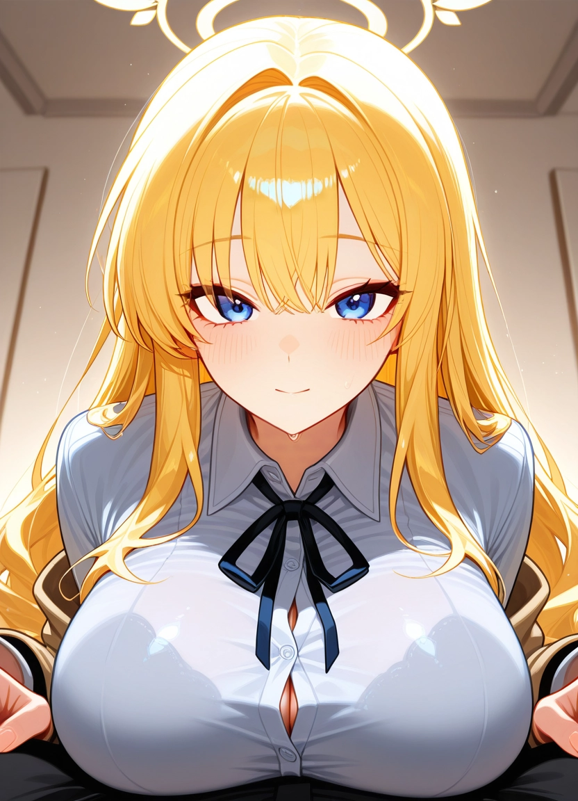 1girl, breasts, blonde hair, blue eyes, long hair, looking at viewer · Yamete.gg