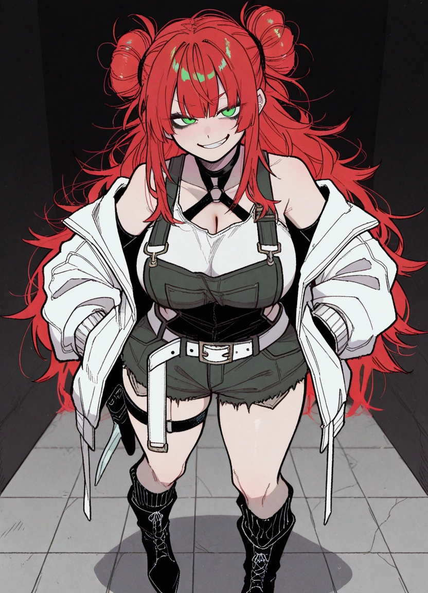 1girl, breasts, green eyes, smile, red hair, solo · Yamete.gg