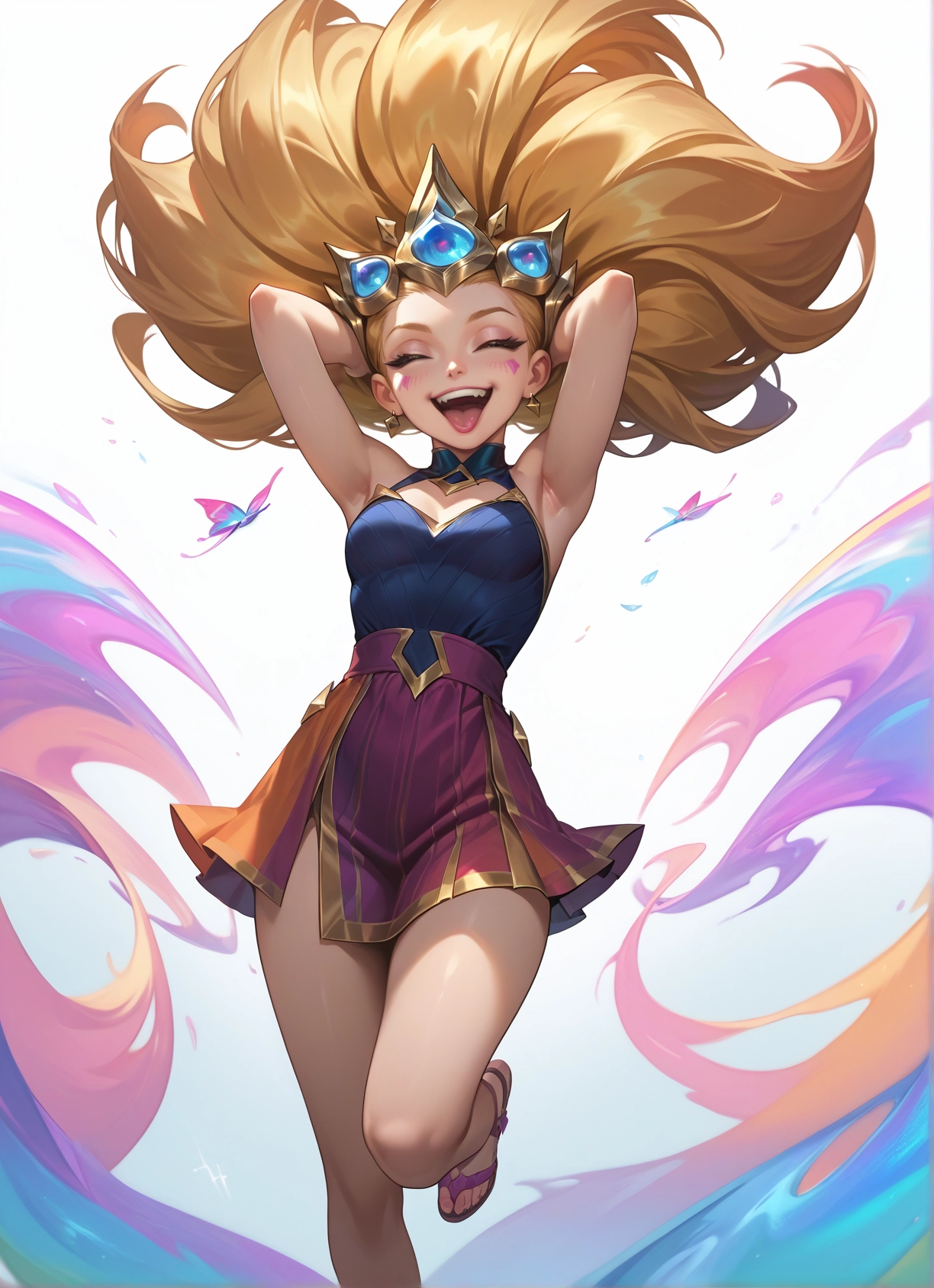 1girl, solo, closed eyes, long hair, breasts, blonde hair · Yamete.gg