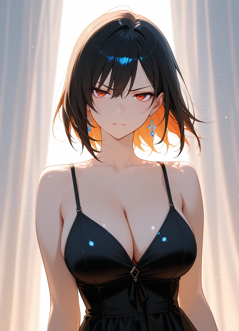 1girl, solo, earrings, jewelry, breasts, large breasts · Yamete.gg