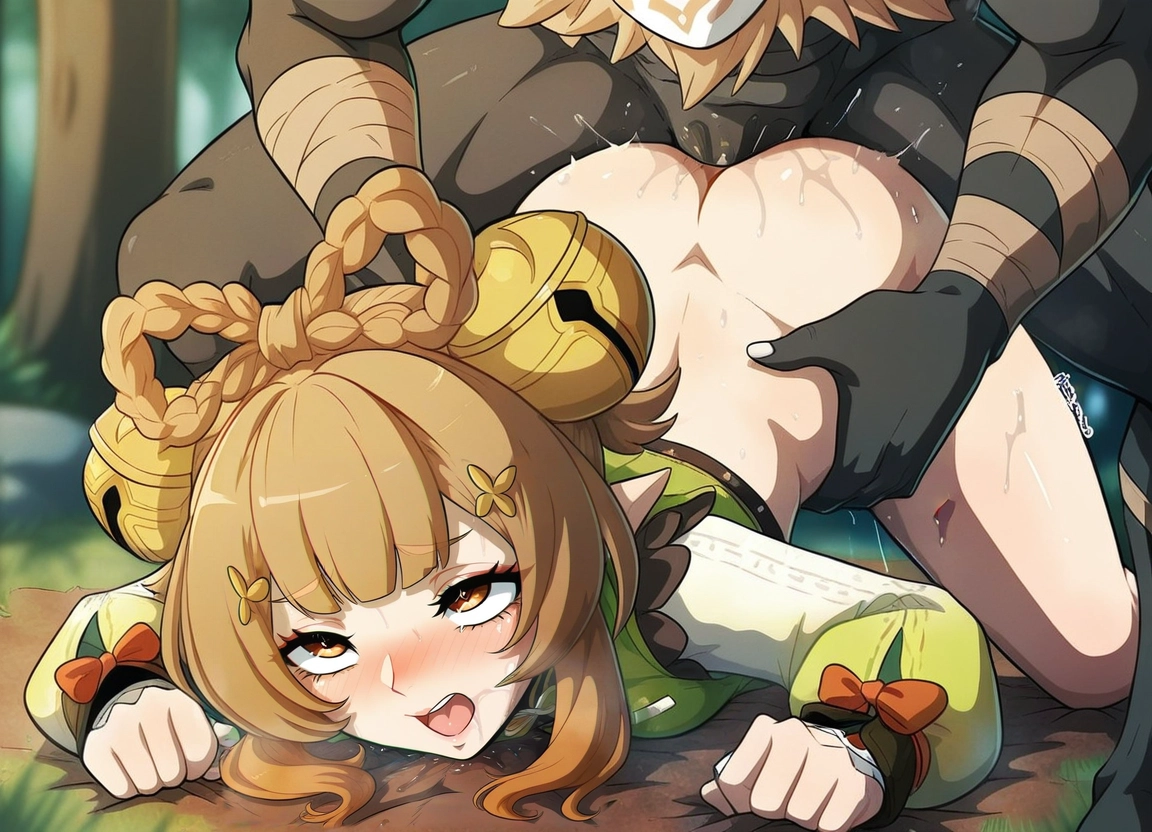 1girl, hetero, hilichurl (genshin impact), sex, hair ornament, braid · Yamete.gg