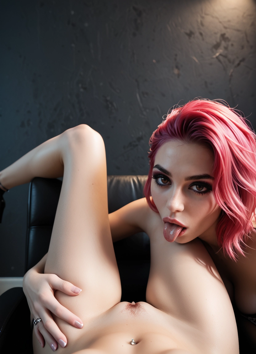 tongue piercing, freckles, pubic hair, tongue, navel piercing, female pubic hair · Yamete.gg