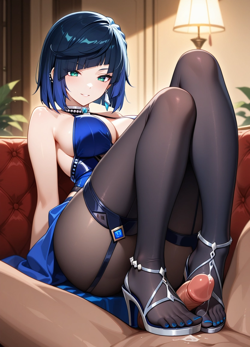 1girl, breasts, yelan (genshin impact), large breasts, hetero, pantyhose · Yamete.gg
