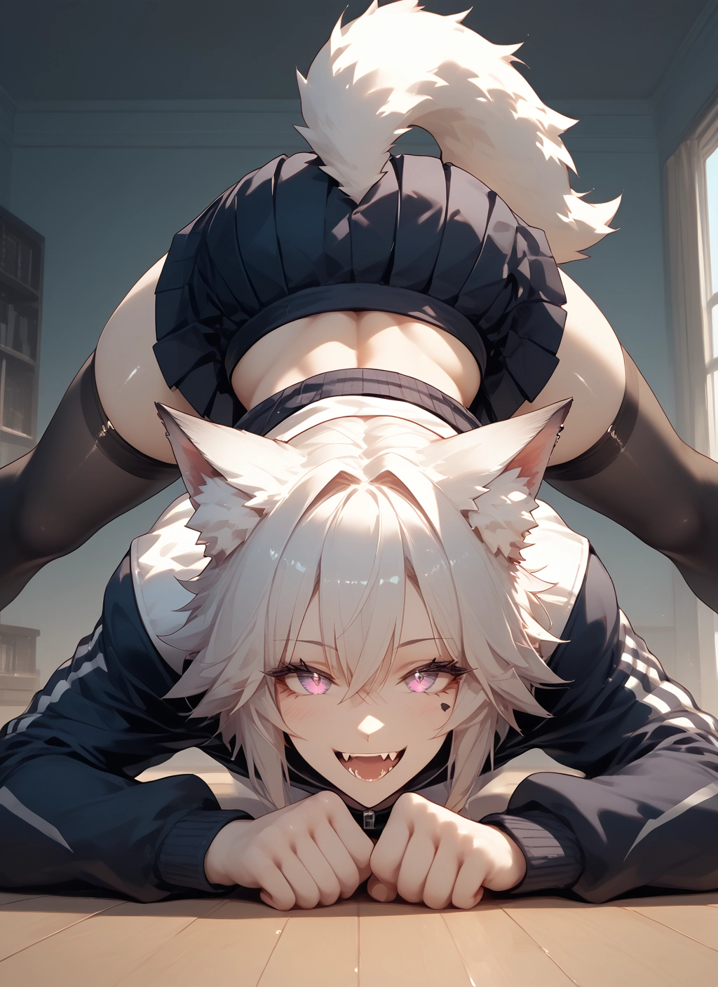 animal ears, tail, thighhighs, skirt, solo, 1girl · Yamete.gg