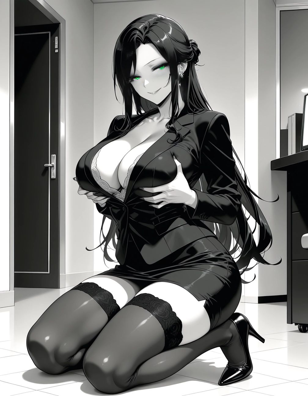breasts, 1girl, thighhighs, high heels, long hair, skirt · Yamete.gg