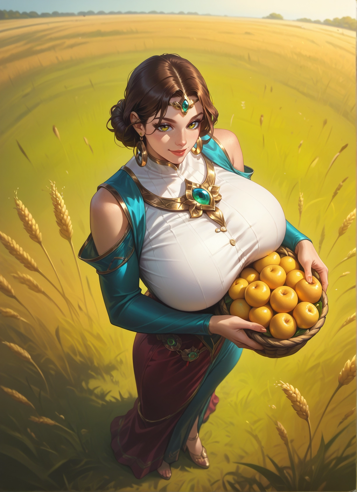 1girl, breasts, solo, food, fruit, huge breasts · Yamete.gg
