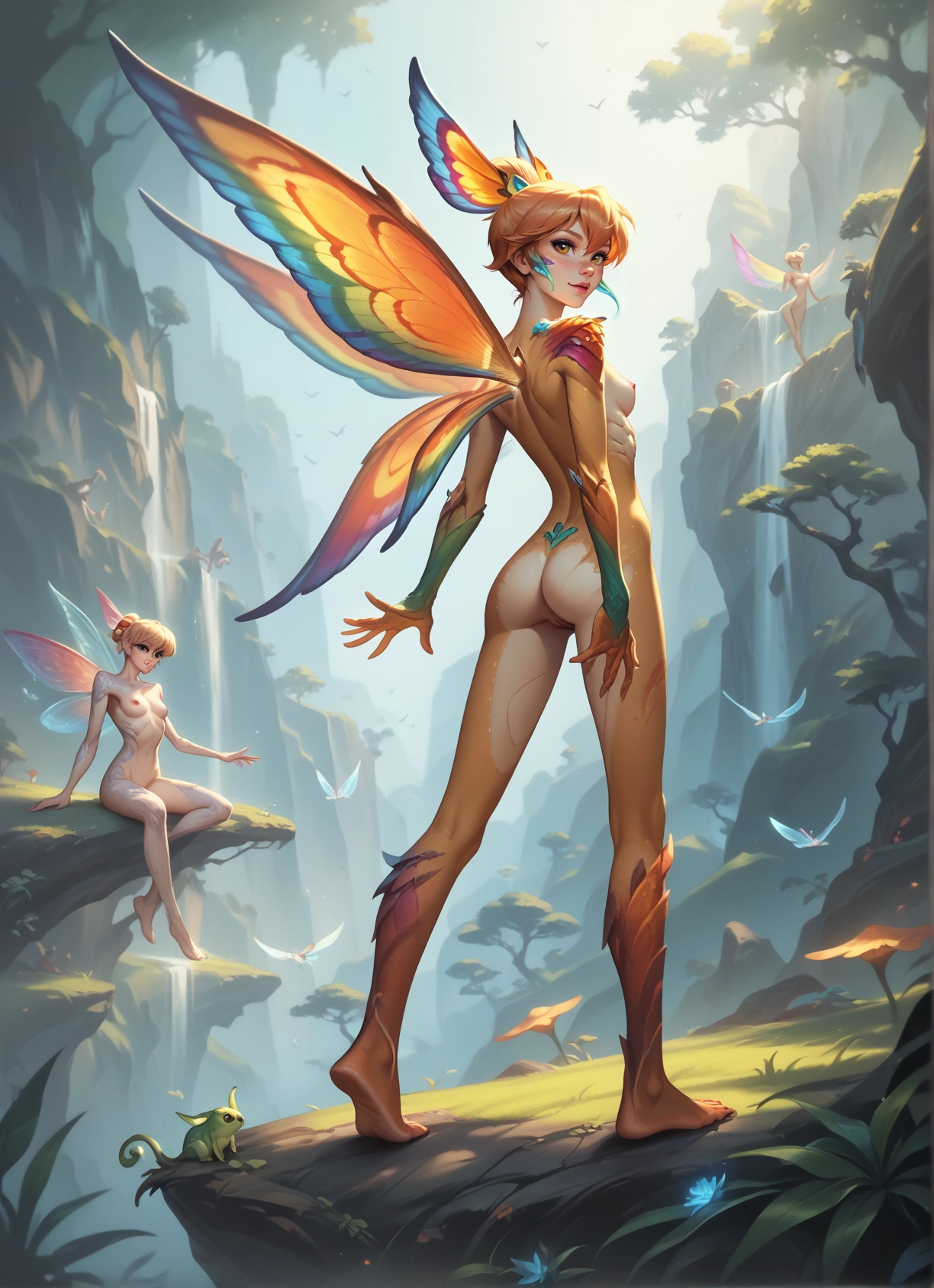 wings, ass, breasts, multiple girls, nude, nipples · Yamete.gg