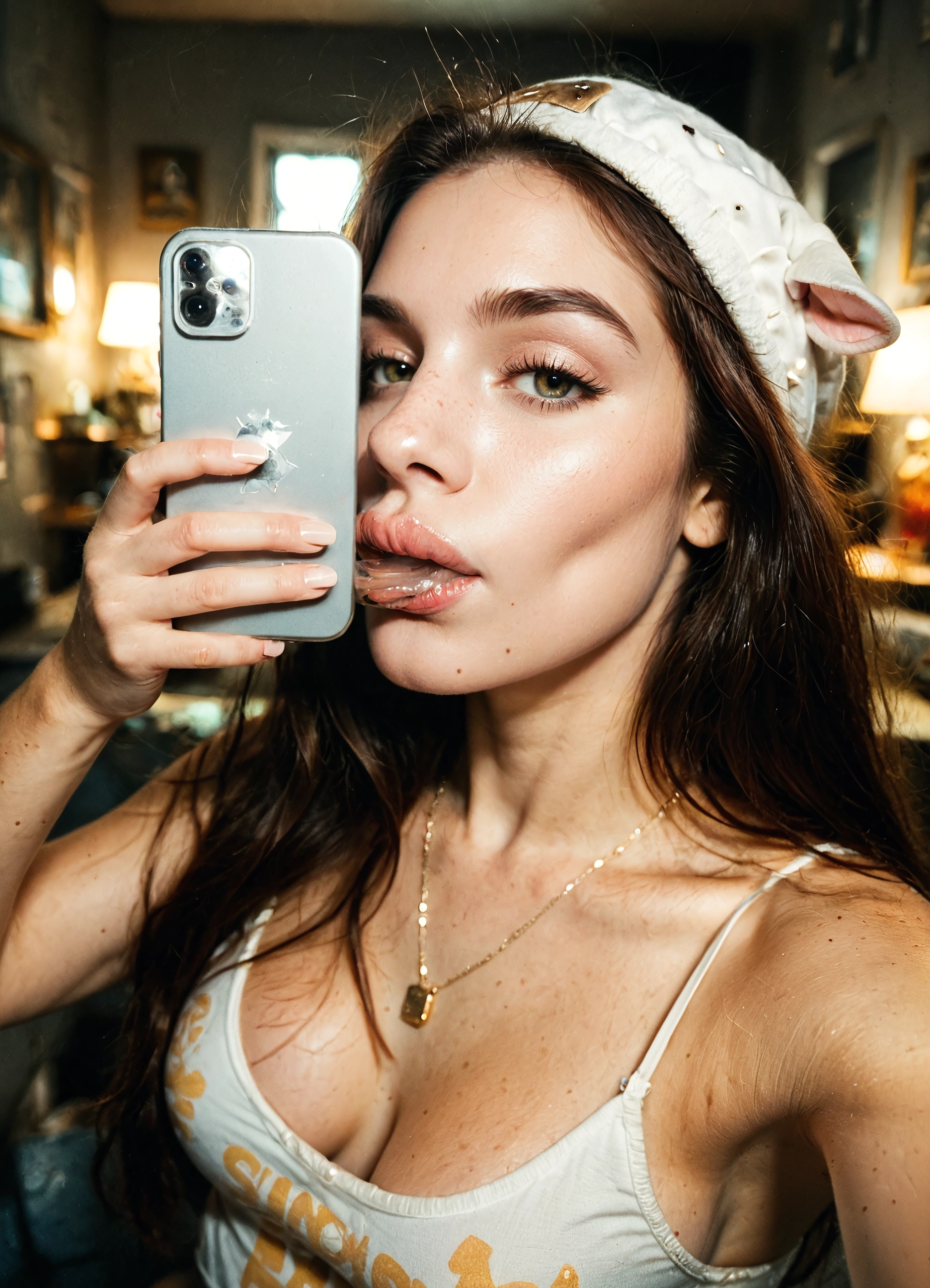 1girl, phone, cellphone, solo, breasts, jewelry · Yamete.gg