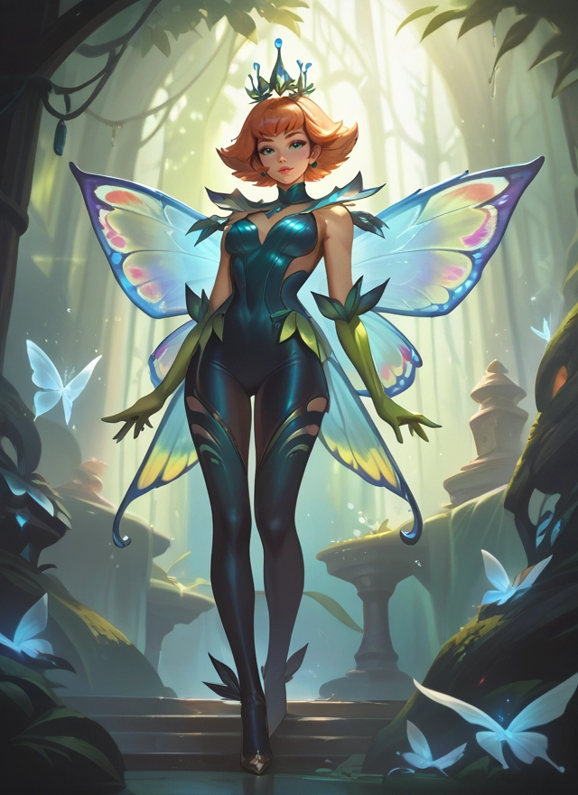 1girl, wings, gloves, solo, bug, butterfly · Yamete.gg