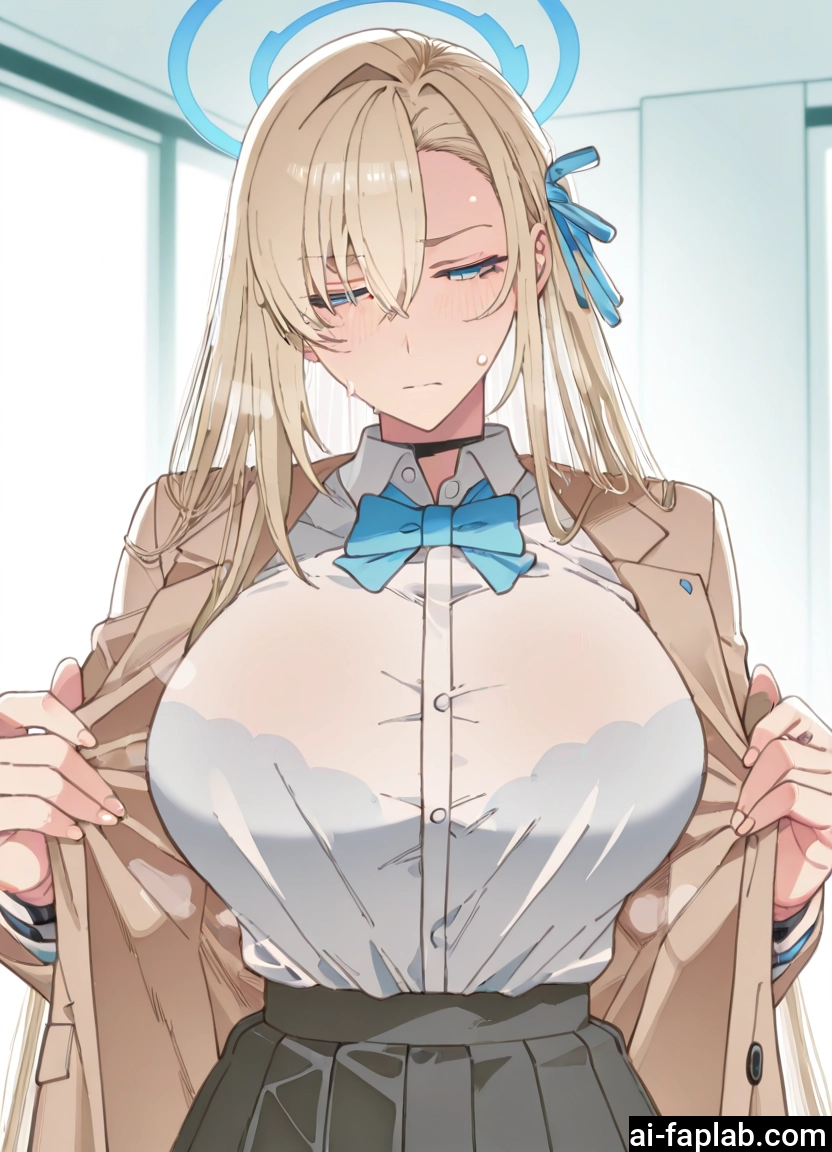 1girl, breasts, skirt, halo, shirt, blue eyes · Yamete.gg