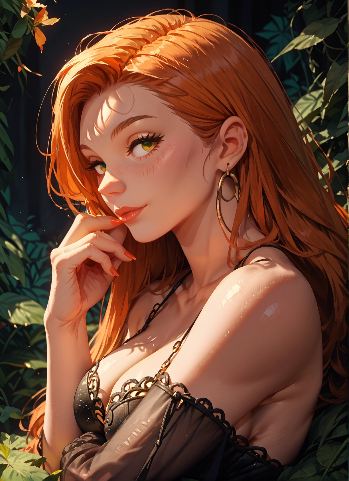 1girl, breasts, jewelry, earrings, solo, long hair · Yamete.gg