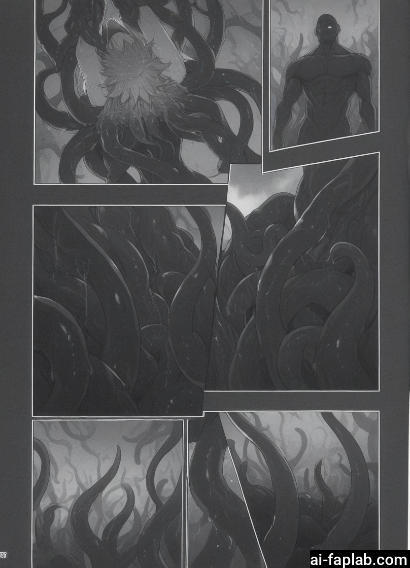 monochrome, greyscale, tentacles, comic, 1boy, 1girl · Yamete.gg