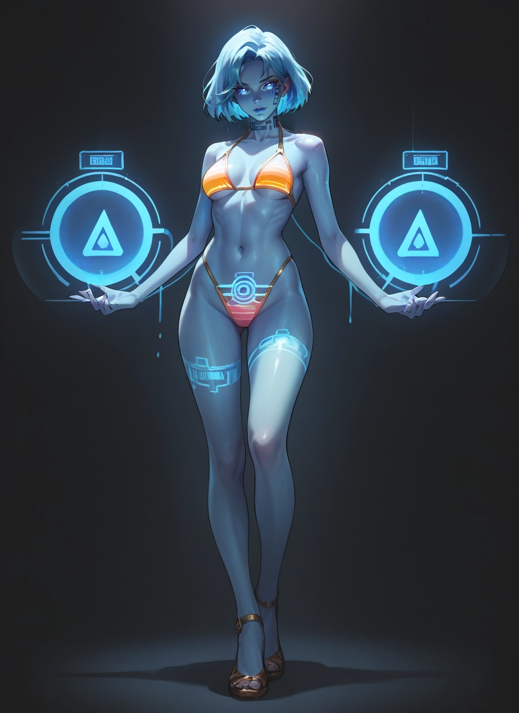1girl, swimsuit, bikini, solo, blue eyes, navel · Yamete.gg