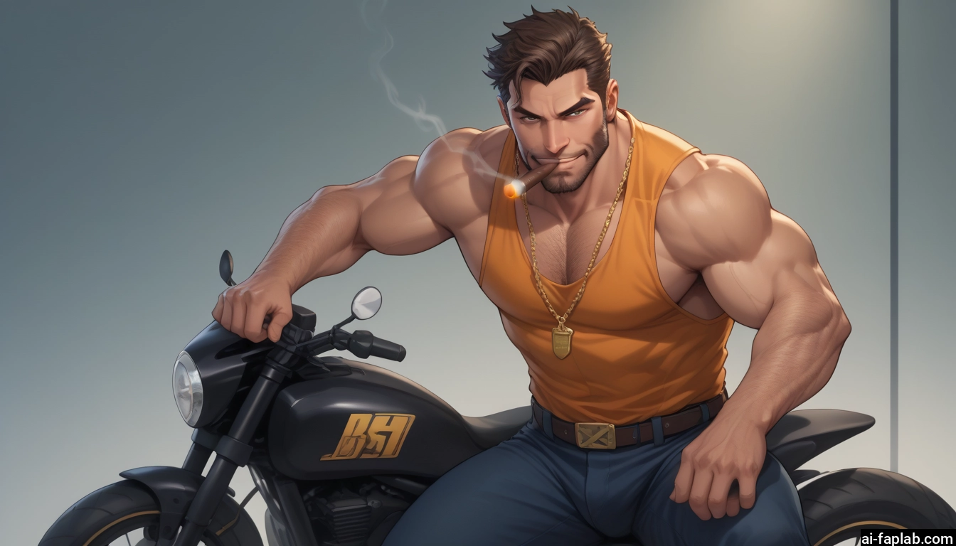 bara, male focus, 1boy, muscular, muscular male, facial hair · Yamete.gg