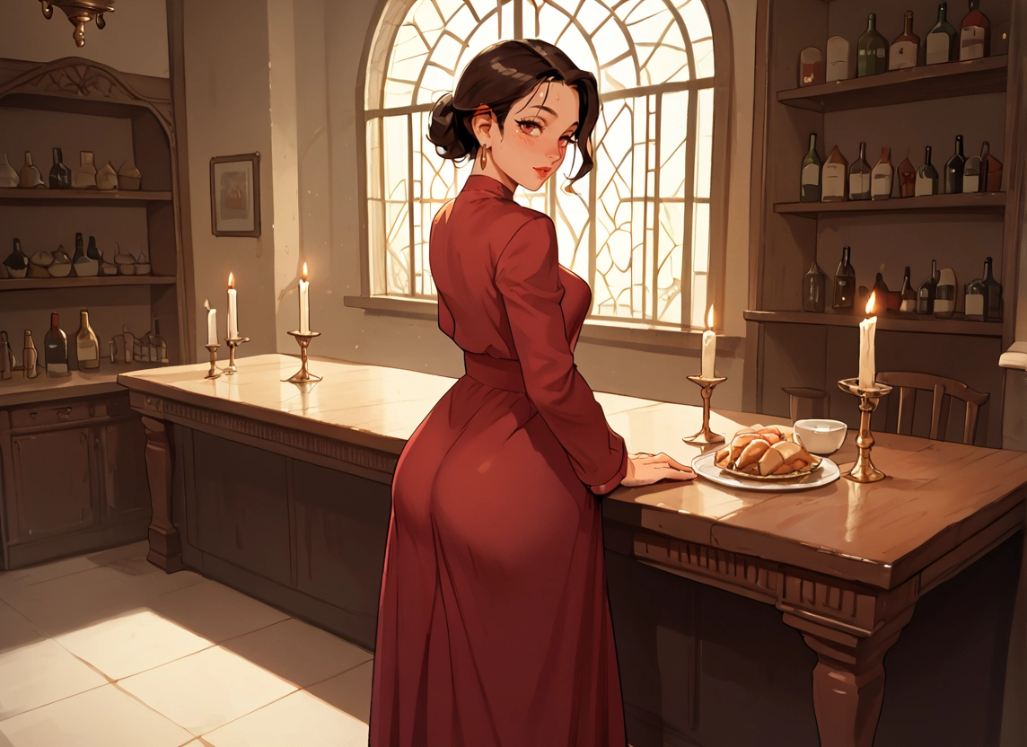 1girl, ass, jewelry, earrings, solo, candle · Yamete.gg