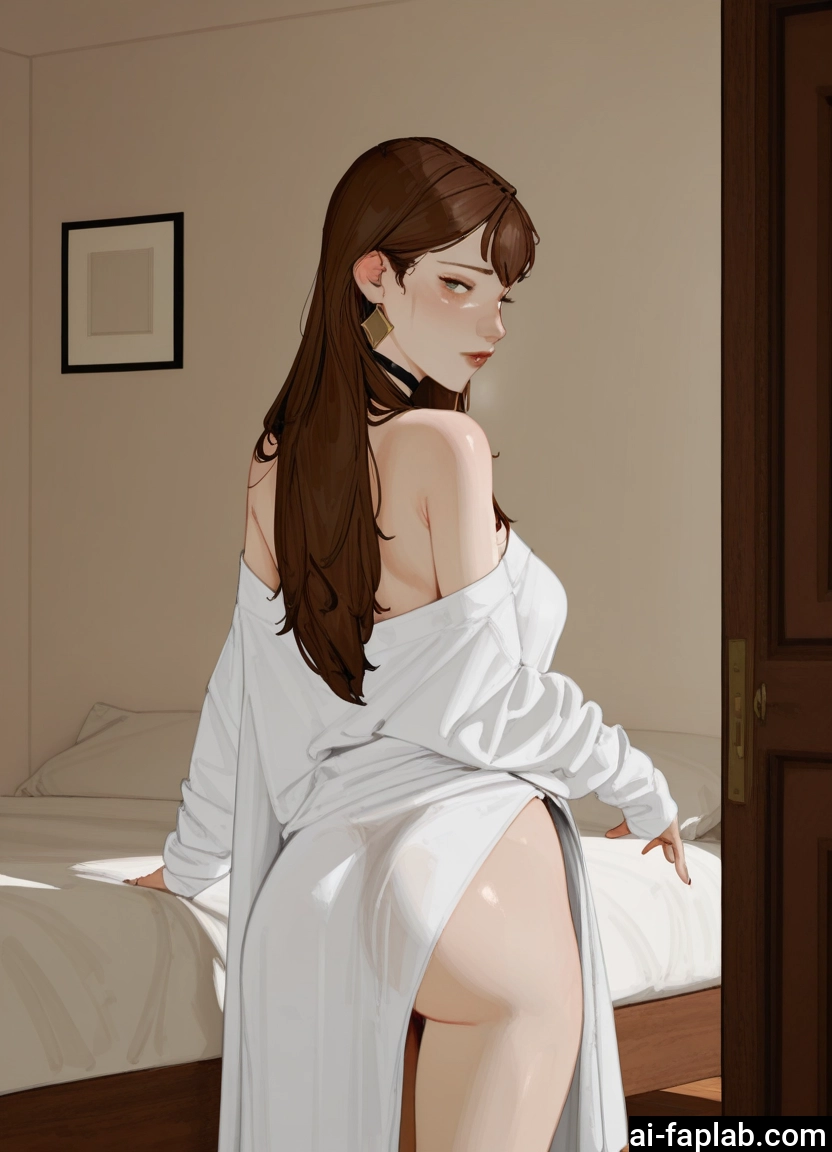 1girl, ass, brown hair, jewelry, long hair, earrings · Yamete.gg