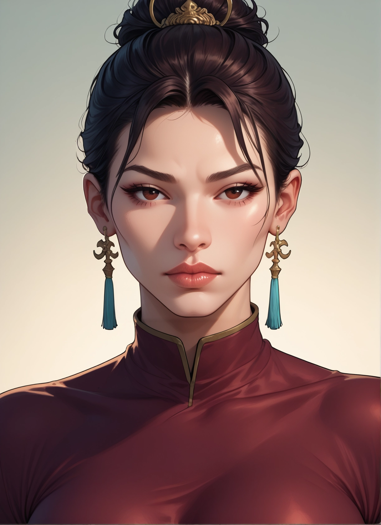 1girl, solo, jewelry, earrings, brown eyes, looking at viewer · Yamete.gg