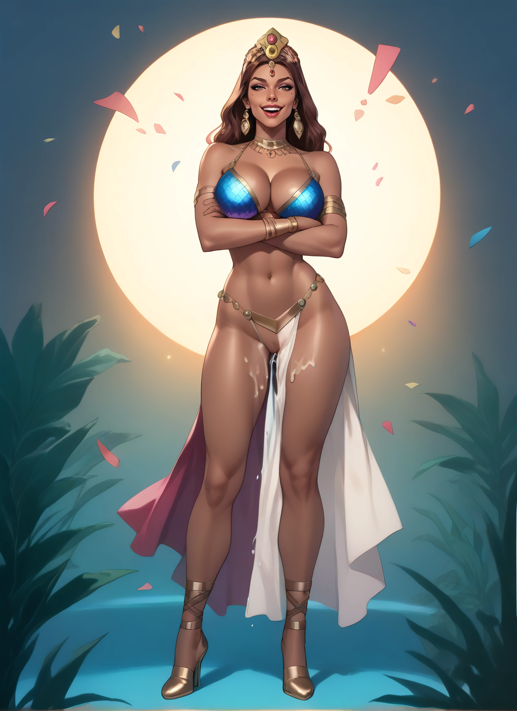 1girl, breasts, solo, jewelry, cum, crossed arms · Yamete.gg