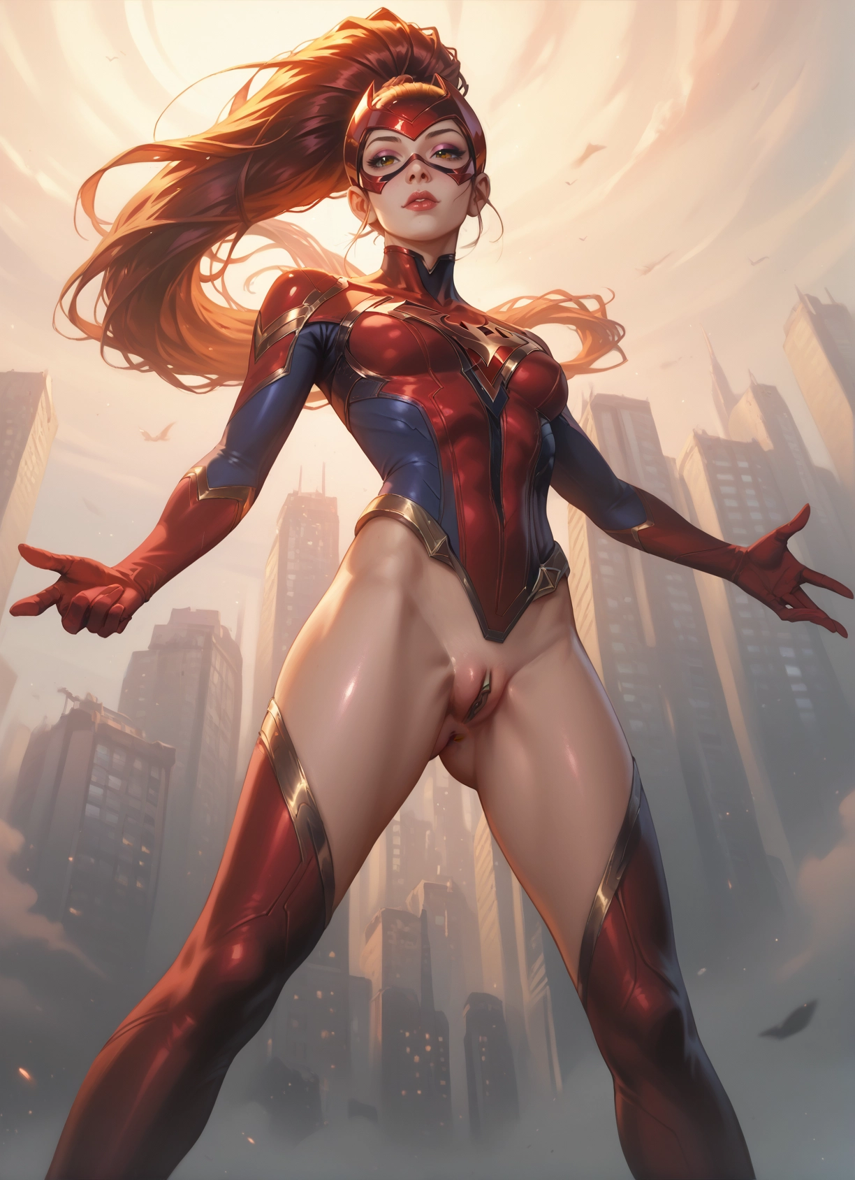 1girl, solo, breasts, long hair, ponytail, mask · Yamete.gg